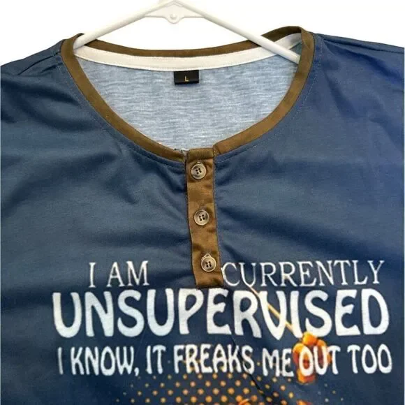 "I Am Currently Unsupervised" Funny Graphic Tee - L - Picture 2 of 5